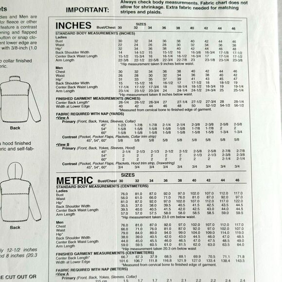 Stretch & Sew Sewing Pattern 193 Unisex Pullover Yoked Hoodie JACKET Sz 30-46" - Picture 3 of 4